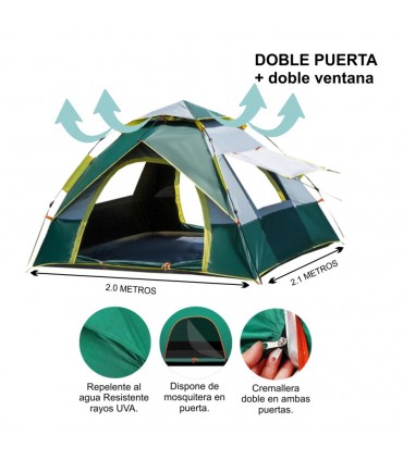 Tienda de campaña ICEBERG 2.10*2.0*1.35M Quick Verde
