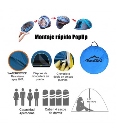 Tenda pop-up azul TITAN à prova d'água 2,80*2,10*1,2M