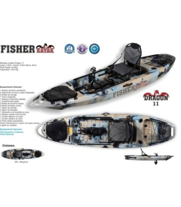 Kayak Dragon 11 Pedali Lunghi 3.20m Larghezza 0.84m