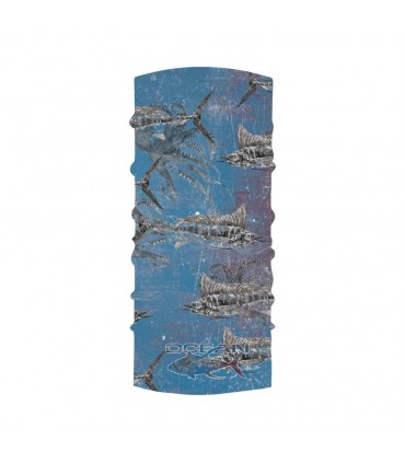 Flag of the neck Ocean 25x50 Fishing Gyotaku blue