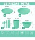 Game Tableware 32 pieces Polypropylene (PP) Green