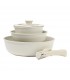 Set Olla + Sarten + Cazo + Lid and Detachable Handle. Beige