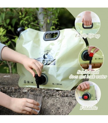 Bolsa de dobramento dobrável para água com Tapon e Tap 8L