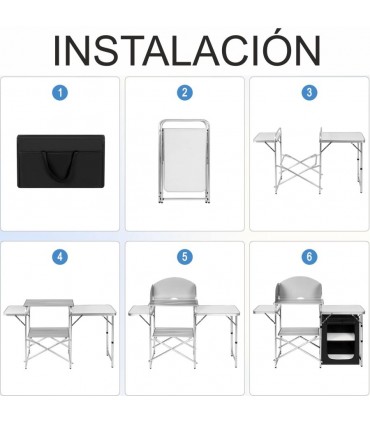 Mueble de cocina camping plegable 146*46*70cm