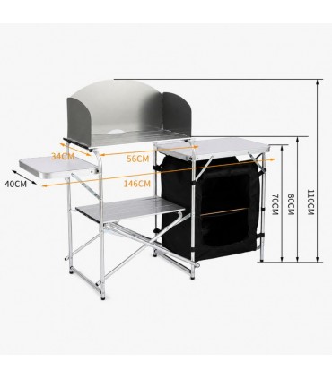 146 * 46 * 70cm Camping Cuisine Cabinet