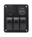 Panel 3 switch + voltmeter + USB socket