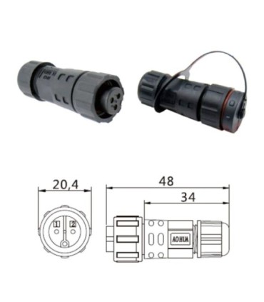 Conector M16 aereo 3 contactos IP67