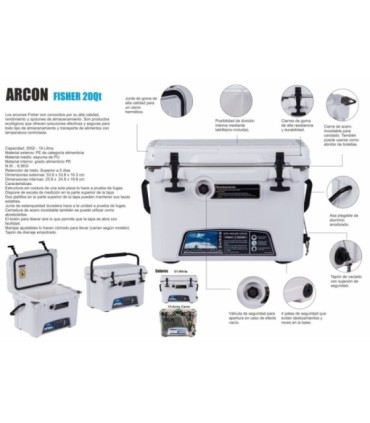 Nevera Arcon Fisher 20Qt-19Lt 53.6 x 33.8 x 16.3cm Army