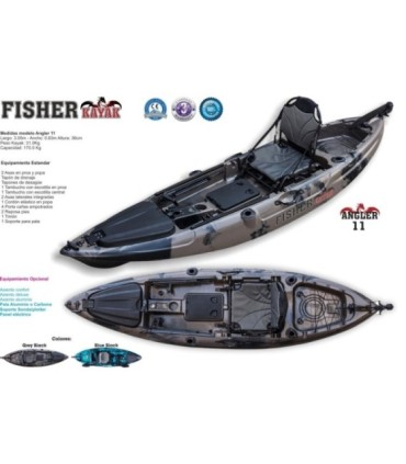 Caiaque Angler 11 Comprimento 3,05m largura 0,83m