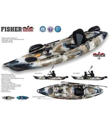 Fisher Kayak Tandem 10 Longueur 3.05m Largeur 0.80m