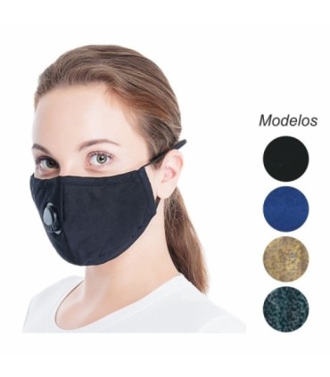 Mascarilla reutilizable adulto algodon PM2.5 con valvula