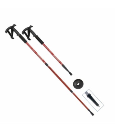 Baston Trekking Aluminium 3 Sektionen rot