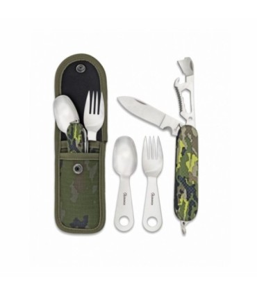 Set di coltelli Posate Camping Multicam Green 9 usi