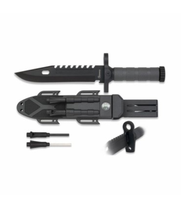 Coltello in selce Albainox+affilatore+fischietto H 19 cm