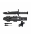 Couteau à silex Albainox + aiguiseur + sifflet H 19 cm