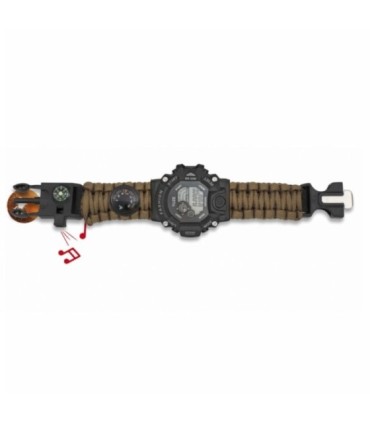 Relógio digital bárbaro Paracord + acessórios para coiote