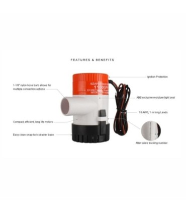 Bomba de porão submersível Seaflo 12v 1100 GPH