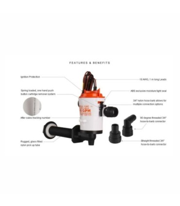 Bomba de berçário de ângulo especial Seaflo 12v 800 GPH