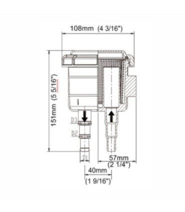 Salt water filter 91LPM 12.7mm - 1/2"
