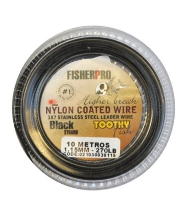 Câble acier gainé noir Fisherpro toron noir 10m