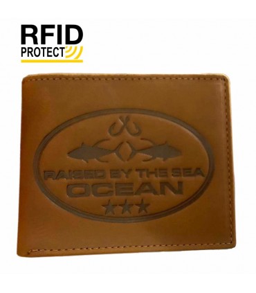 Ocean RFID Geldbörse Braun Leder 10.5x8.5cm