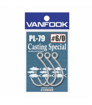 Vanfook Inline-eye Single Casting Hook PL-79 Silver
