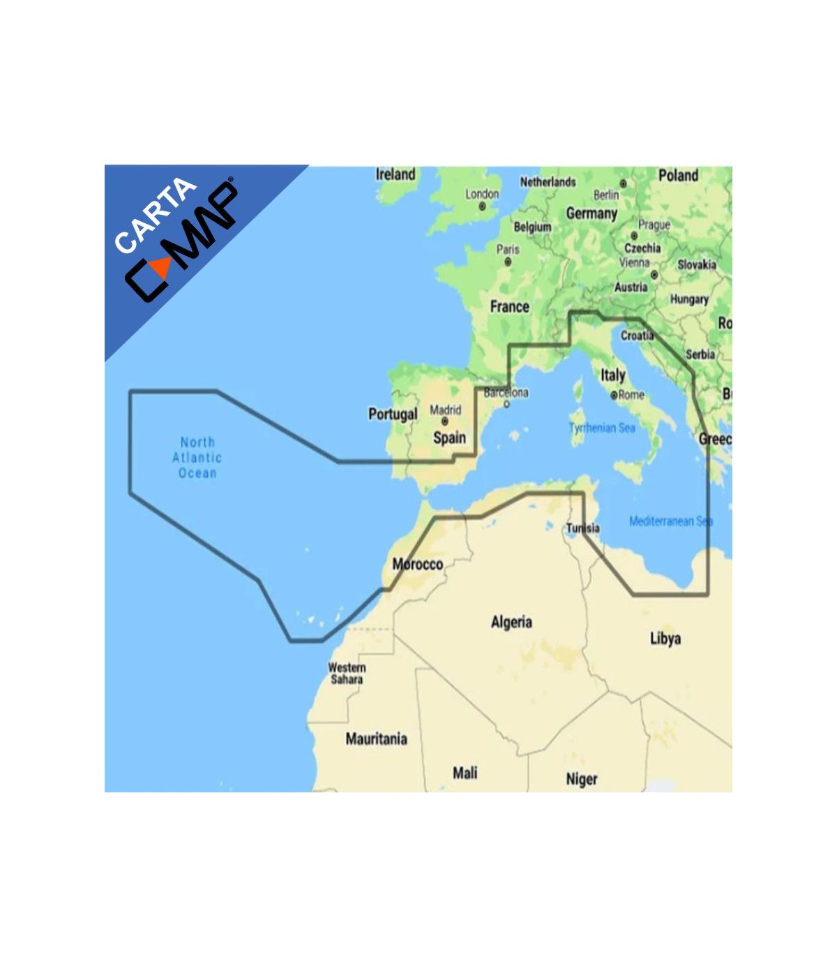 Cartografia C-Map Reveal Larga - Sudoeste da Europa M-EM-Y076-MS
