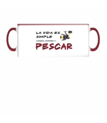Caneca Mixcolor Vermelha Coma dormir e pescar