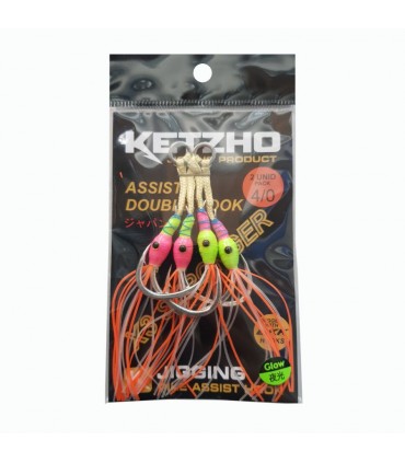 Pike Assist gancho duplo amarelo/rosa 2 unidades