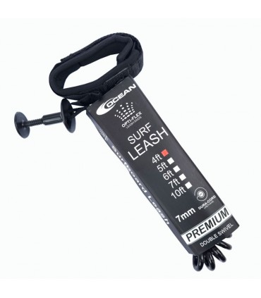 Leash Bodyboard Sicherheit Biceps Double Swivel+Plug Black 4' - 7mm