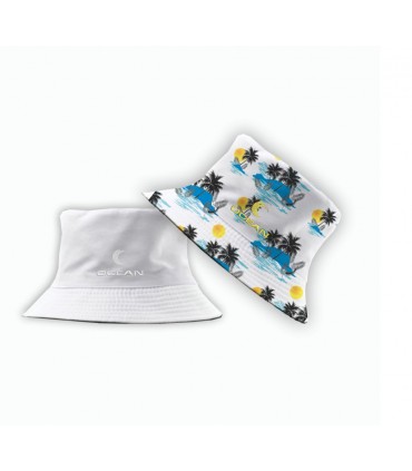 Cappello da pescatore reversibile Ocean 58 Beach-Bianco